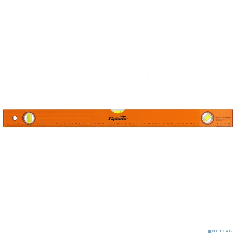 SPARTA Уровень алюминиевый, 600 мм, 3 глазка, желтый, линейка [330235]