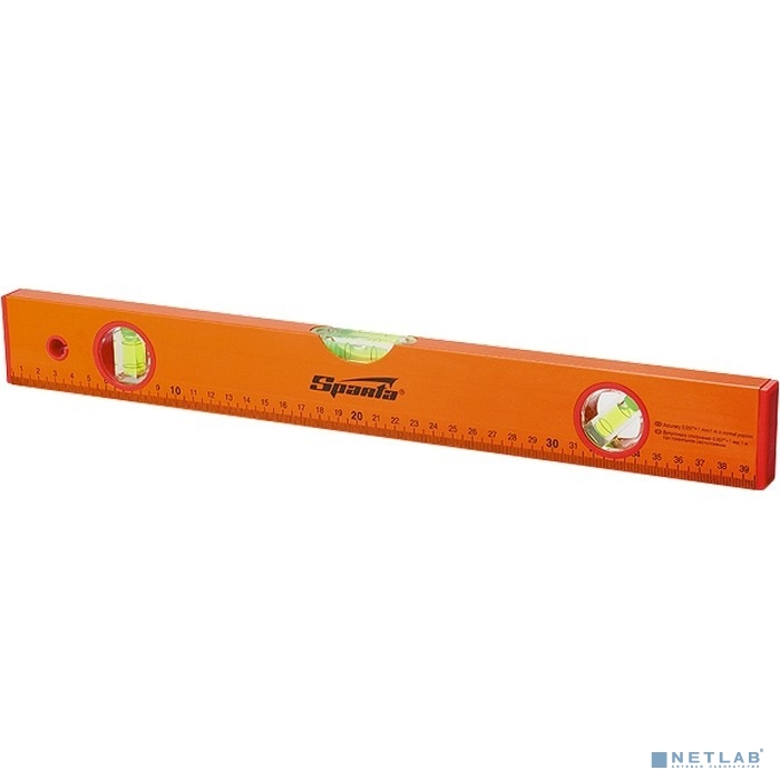 SPARTA Уровень алюминиевый, 1000 мм, 3 глазка, желтый, линейка [330295]