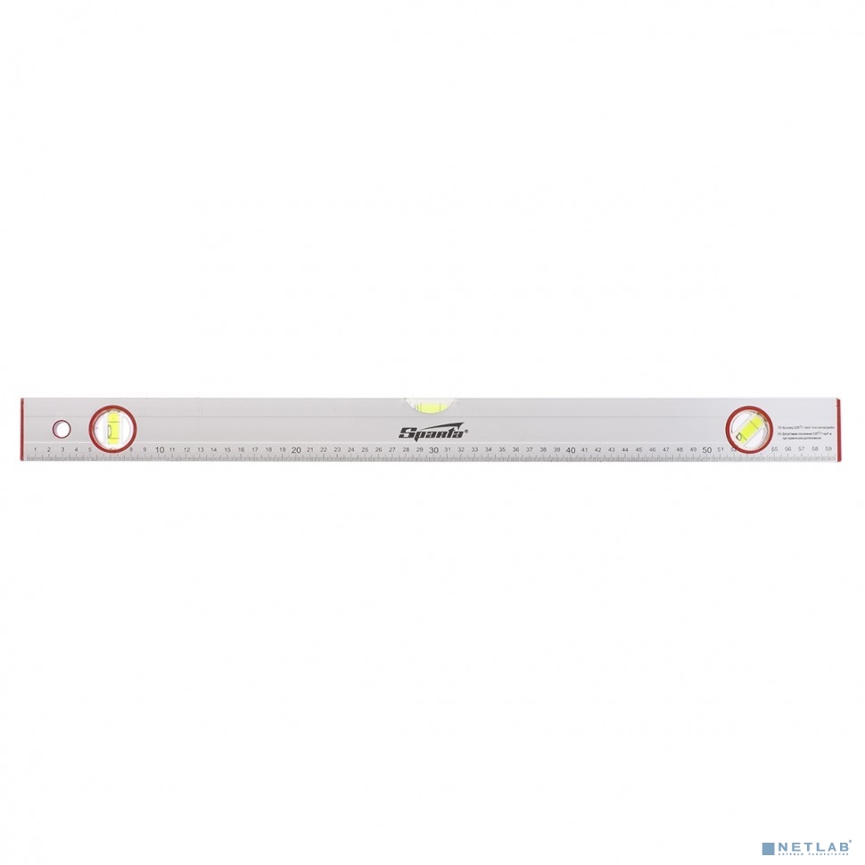 SPARTA Уровень алюминиевый, 600 мм, 3 глазка, линейка [331235]