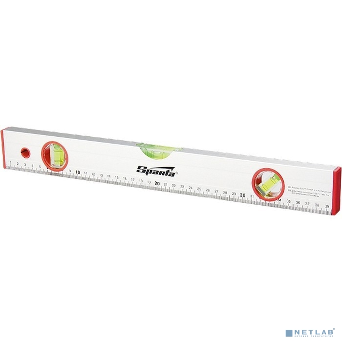 SPARTA Уровень алюминиевый, 1000 мм, 3 глазка, линейка [331295]