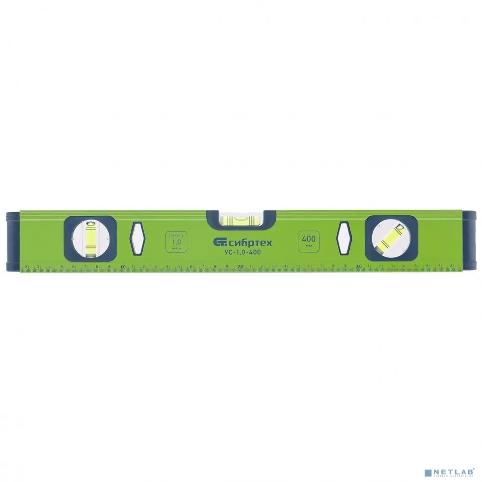 СИБРТЕХ Уровень алюминиевый УС-1,0-400, фрезерованный, 3 глазка, 400 мм [34100]