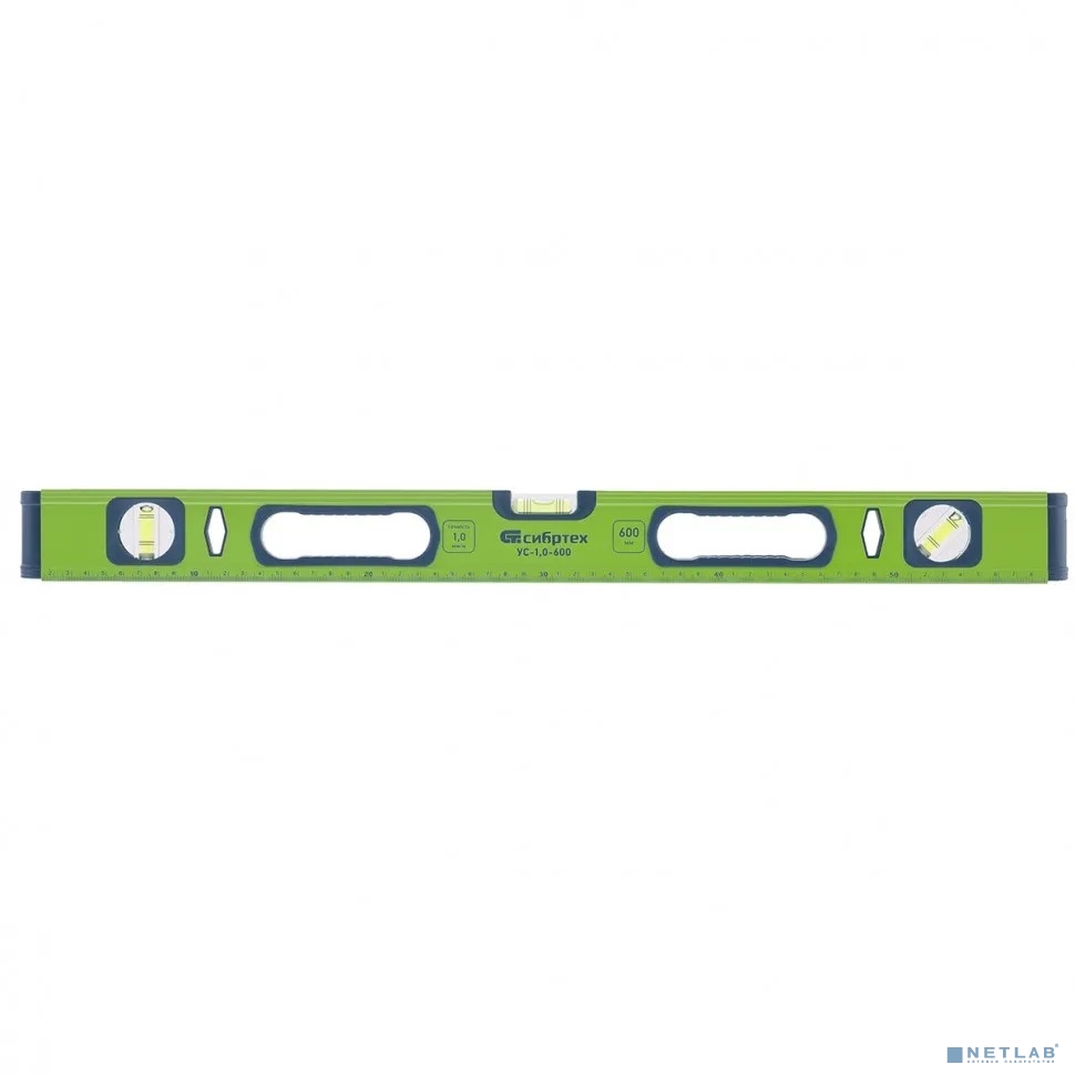 СИБРТЕХ Уровень алюминиевый УС-1,0-800, фрезерованный, 3 глазка, рукоятки, 800 мм [34102]