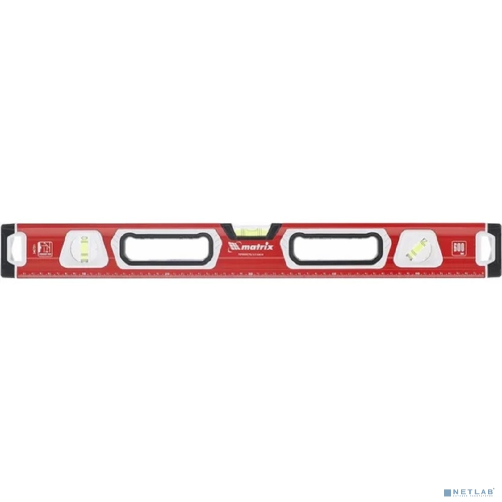 MATRIX Уровень алюминиевый, магнит., фрезеров., 3 глазка (1 зеркал.), 2 комп. рукоятки, 1500 мм [34735]