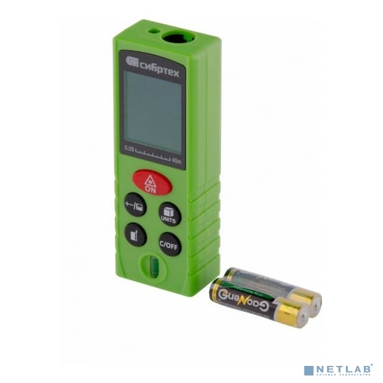 СИБРТЕХ Лазерный дальномер PM-40, 40 м, с пузырьковым уровнем [38010]