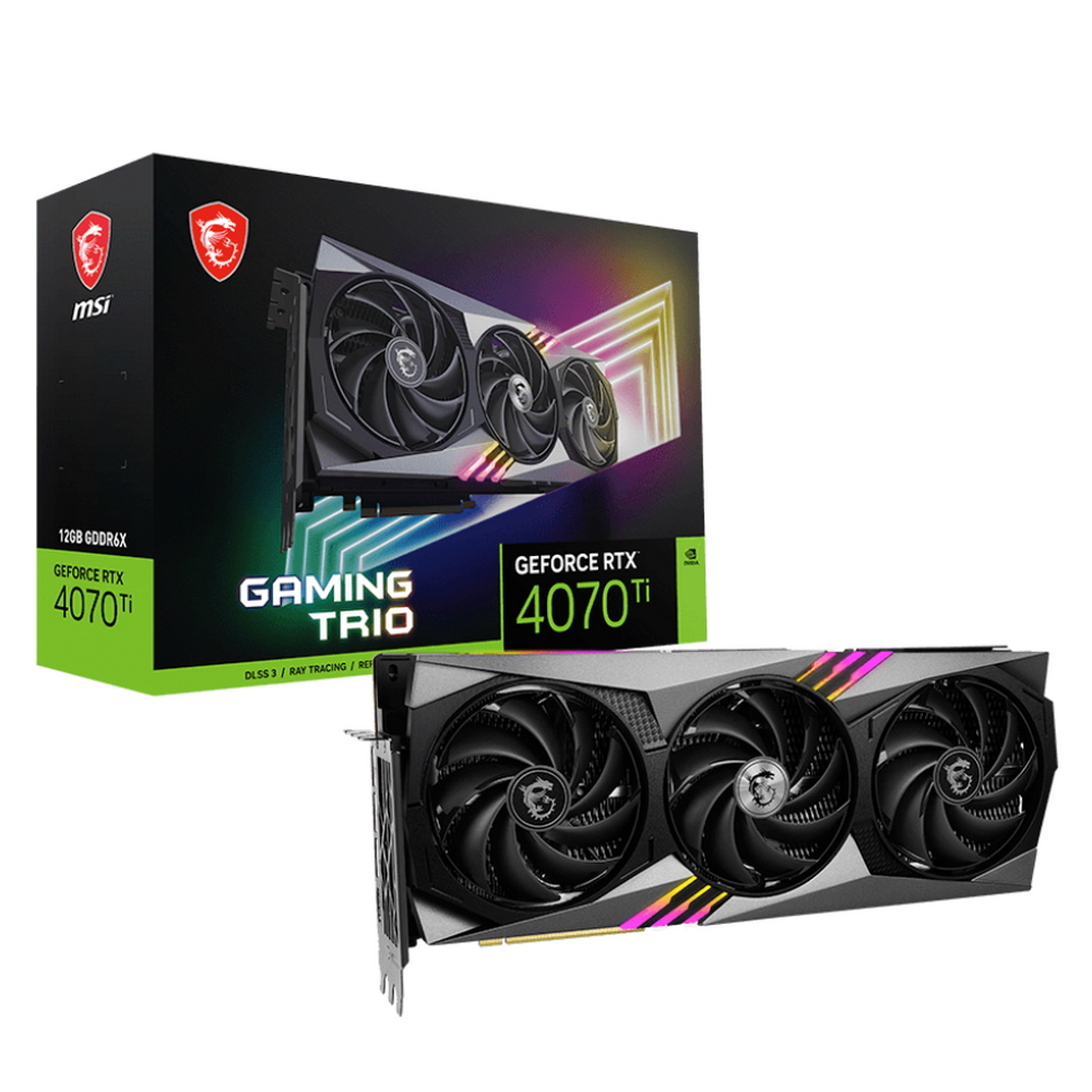 Видеокарта MSI PCI-E 4.0 RTX 4070 Ti GAMING TRIO 12G NVIDIA GeForce RTX 4070TI 12288Mb 192 GDDR6X 2760/21000 HDMIx1 DPx3 HDCP Ret