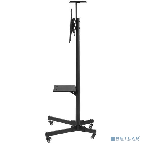 Wize Pro [M55] для дисплеев 32”– 65”,  Max VESA 600x400 мм, высота 180 см, вертикальная регулировка, регулируемая полка для медиаплеера, полка для камеры ВКС, до 50 кг, черн