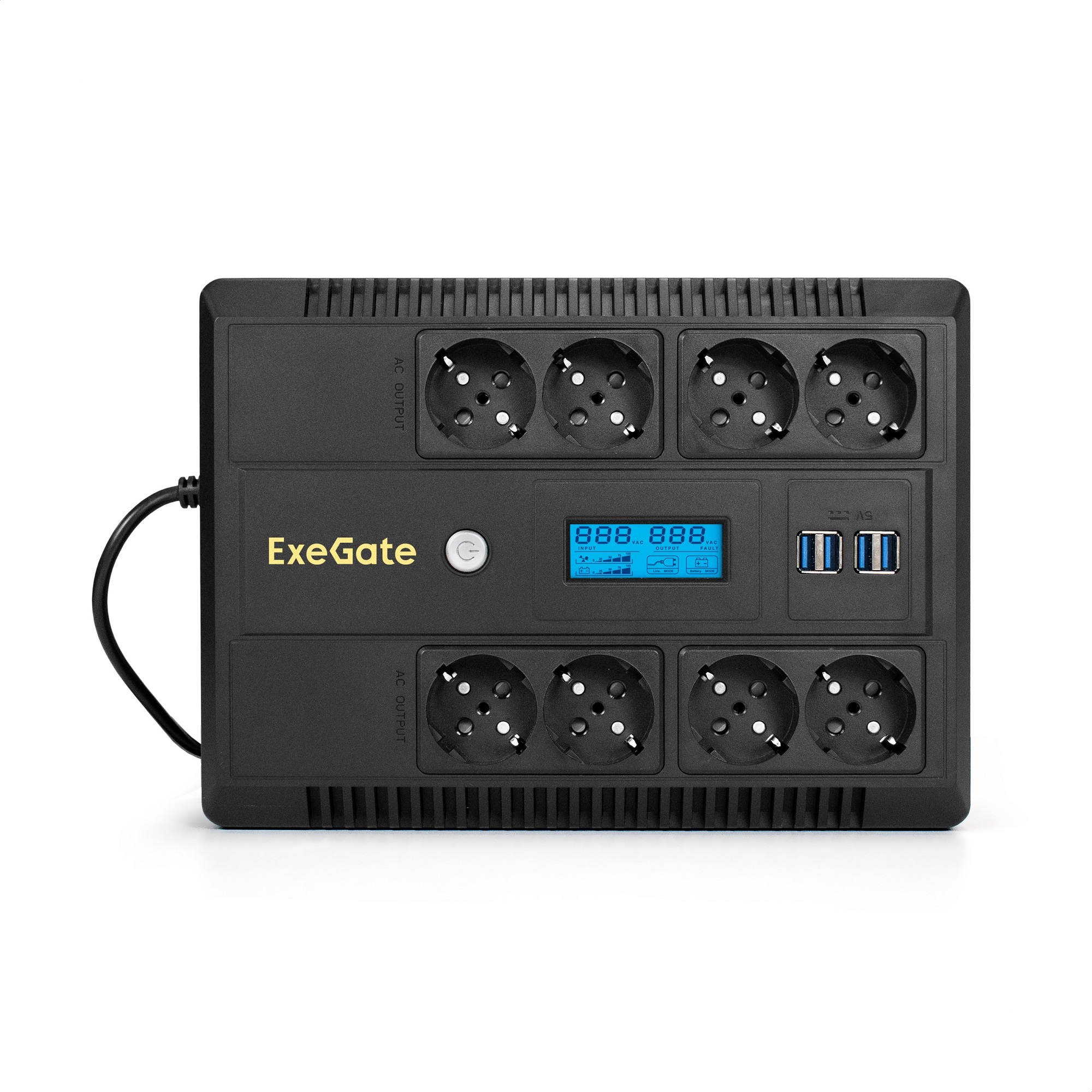 Exegate EX295013RUS ИБП ExeGate NEO Smart LHB-650.LCD.AVR.8SH.CH.RJ.USB <650VA/390W, LCD, AVR, 8*Schuko, RJ45/11, USB, 4*USB-порта для зарядки, Black> Exegate EX295013RUS ИБП ExeGate NEO Smart LHB-650.LCD.AVR.8SH.CH.RJ.USB <650VA/390W, LCD, AVR, 8*Schuko, RJ45/11, USB, 4*USB-порта для зарядки, Black>