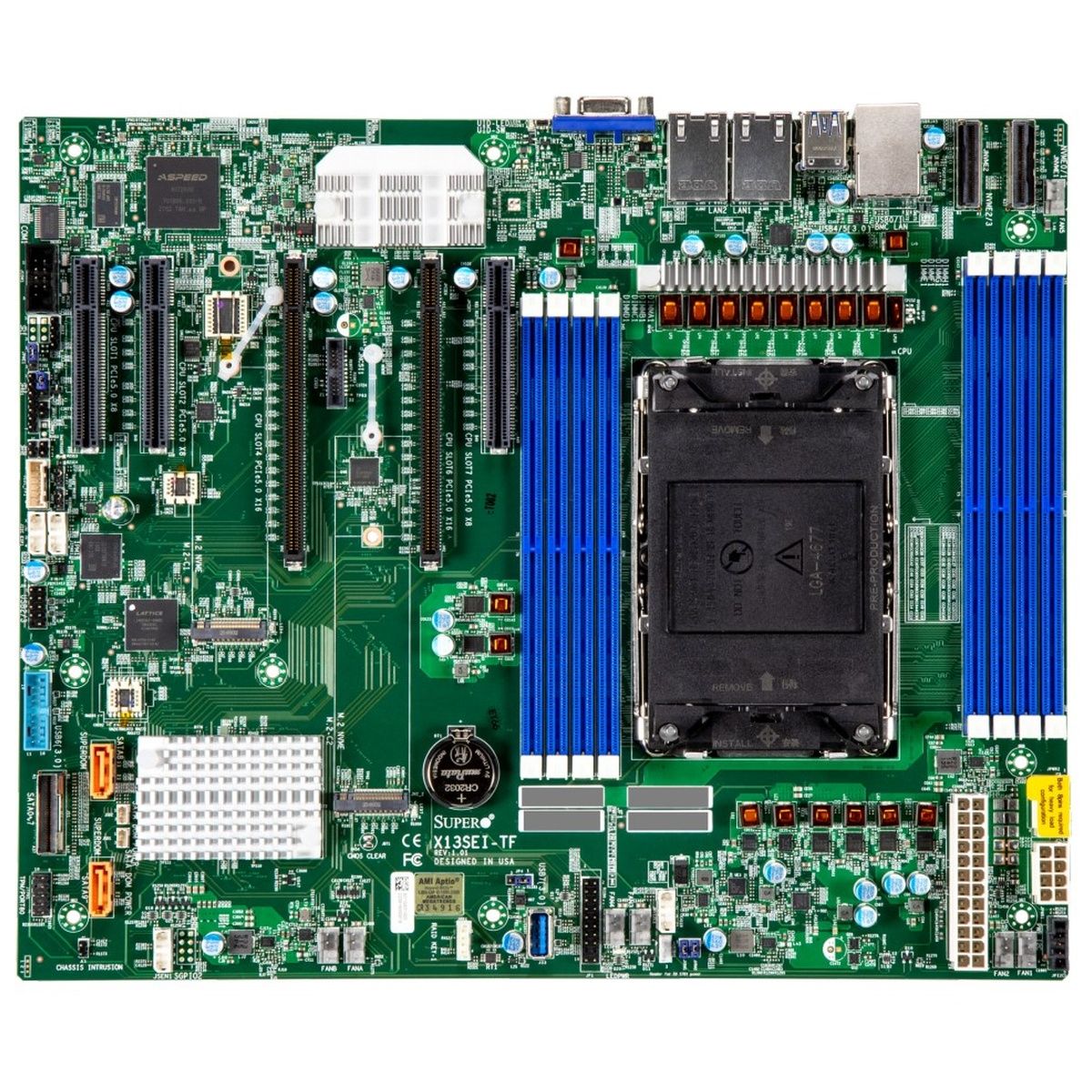 Supermicro MBD-X13SEI-TF-B 1xLGA-4677,Intel Xeon SP gen 4, Intel C741, 8x DDR5 4800/4400/4000 MHz. 2x10Gbe Base-T X550+1xMgmt LAN, 10xSATA3, 2xSATA-DOM, 4xUSB 3.2,  2xPCI-Ex16+3xPCI-E x8+2xMCIO x8, 2x