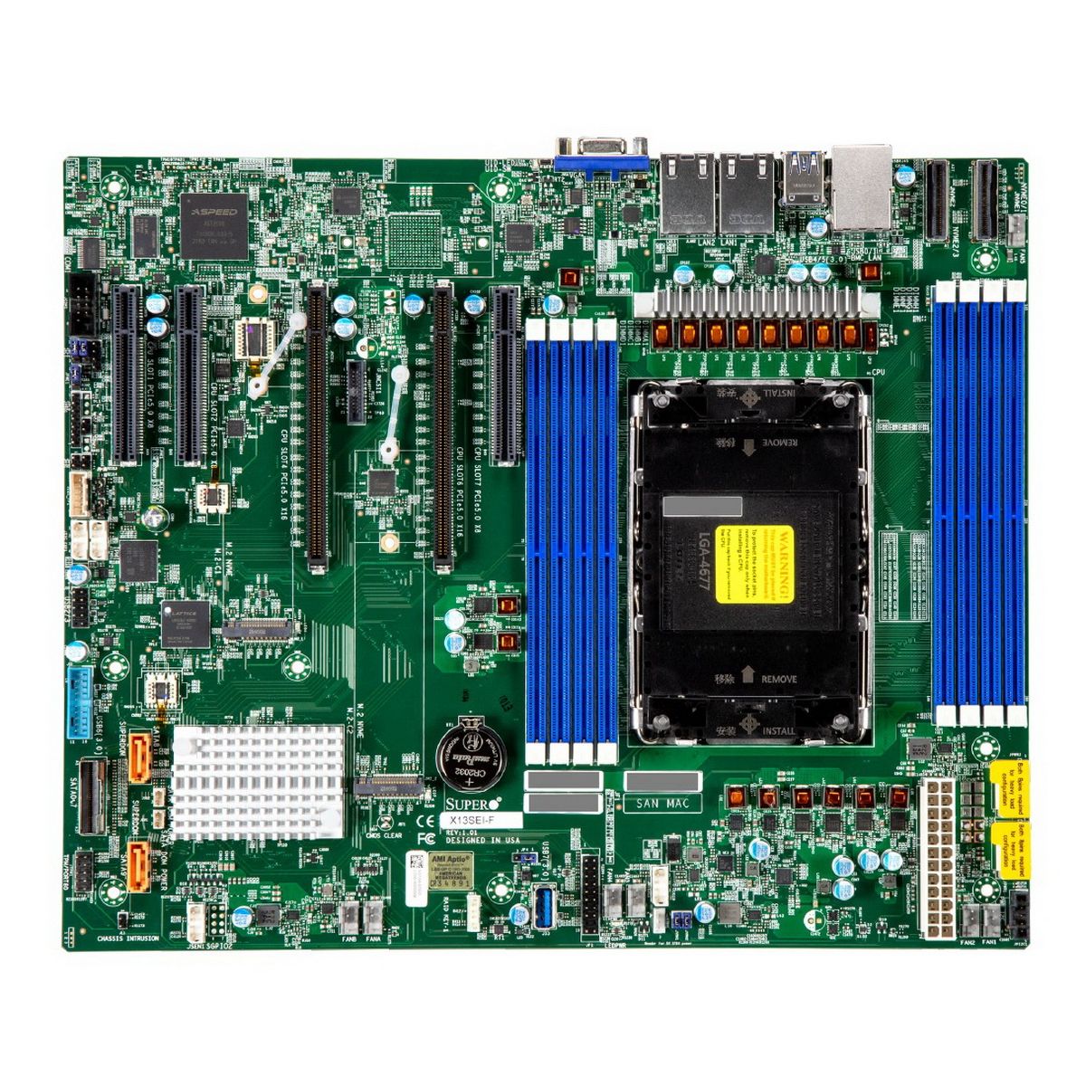 Supermicro MBD-X13SEI-F-B 1xLGA-4677, Intel Xeon SP gen 4, Intel C741, 8x DDR5 4800/4400/4000 MHz. 2x1Gbe Base-T i210+1xMgmt LAN, 10xSATA3, 2xSATA-DOM, 4xUSB 3.2,  2xPCI-Ex16+3xPCI-E x8+2xMCIOx8, 2xM.