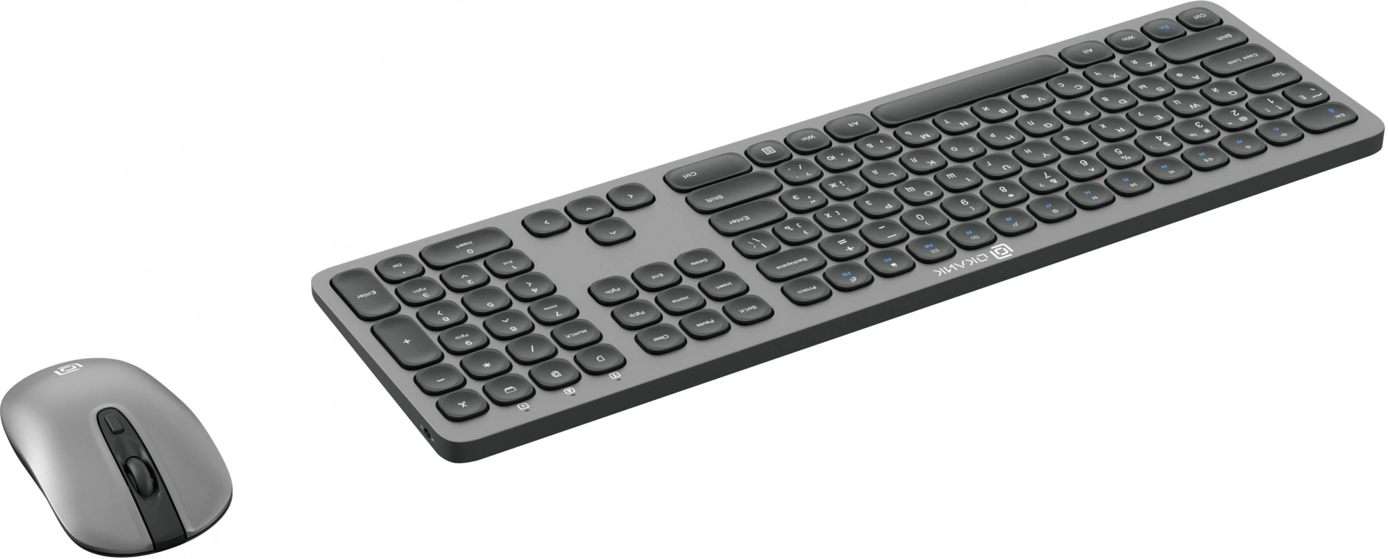 Клавиатура + мышь Oklick 300M клав:серый мышь:серый/черный USB беспроводная slim [1488402]