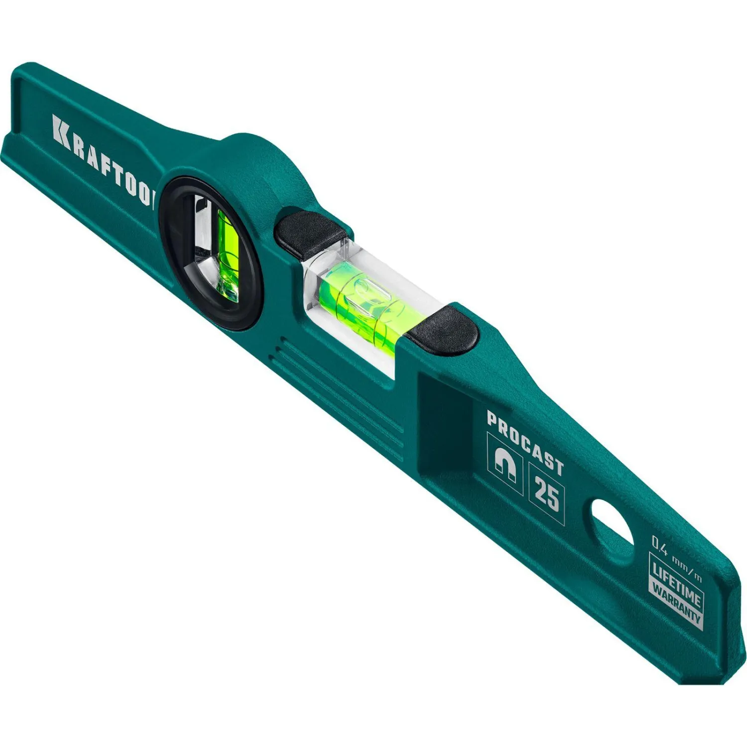 KRAFTOOL Уровень "SUPERKRAFT-M" литой, 2 ампулы, 0,5 мм/м, 250 мм [34717-025]