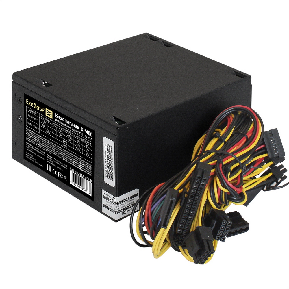 Exegate EX219459RUS / 251764 Блок питания 400W ATX-XP400 OEM, black, 12cm fan, 24+4pin, 3*SATA, 1*FDD, 2*IDE