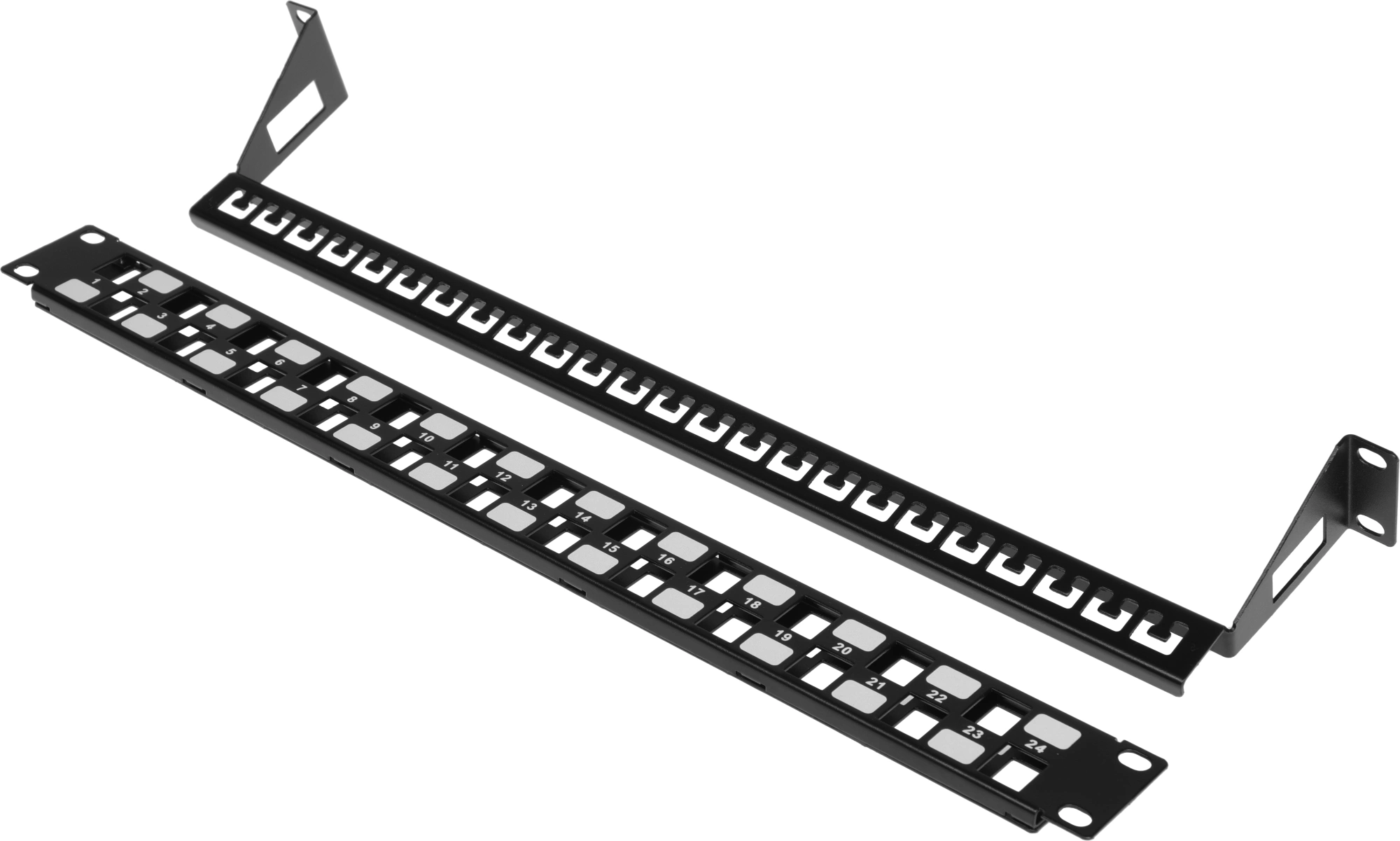 Hyperline PPBL3-19-24S-RM Модульная патч-панель 19&quot;, 24 порта, Flat Type, 1U, для модулей Keystone Jack, с задним кабельным организатором (без модулей)