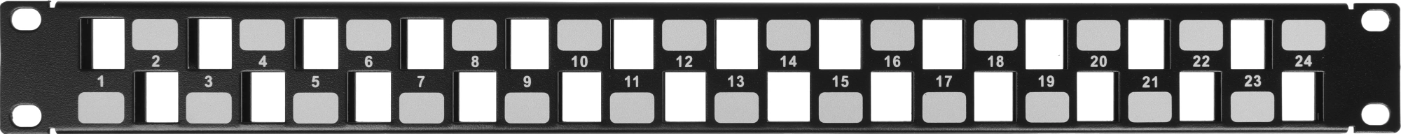 Hyperline PPBL3-19-24S-RM Модульная патч-панель 19&quot;, 24 порта, Flat Type, 1U, для модулей Keystone Jack, с задним кабельным организатором (без модулей)