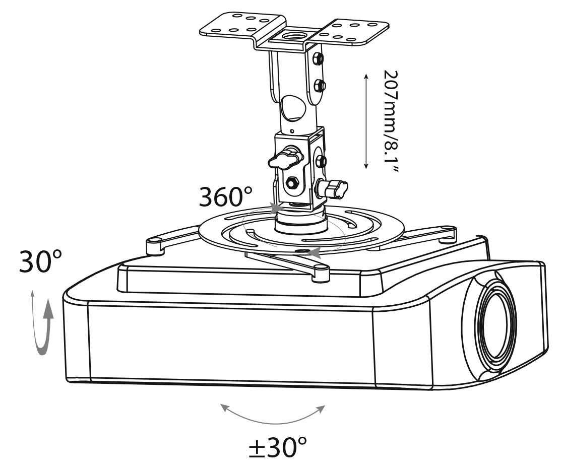 Cactus CS-VM-PR04-AL серебристый Кронштейн для проектора макс.10кг настенный и потолочный поворот Cactus CS-VM-PR04-AL серебристый Кронштейн для проектора макс.10кг настенный и потолочный поворот