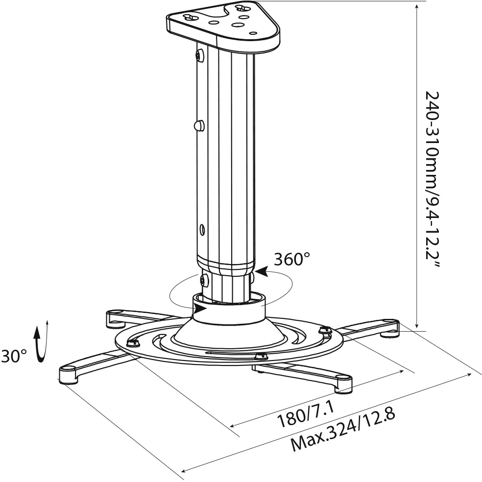 Cactus CS-VM-PR05M-AL серебристый Кронштейн для проектора макс.10кг настенный и потолочный поворот Cactus CS-VM-PR05M-AL серебристый Кронштейн для проектора макс.10кг настенный и потолочный поворот