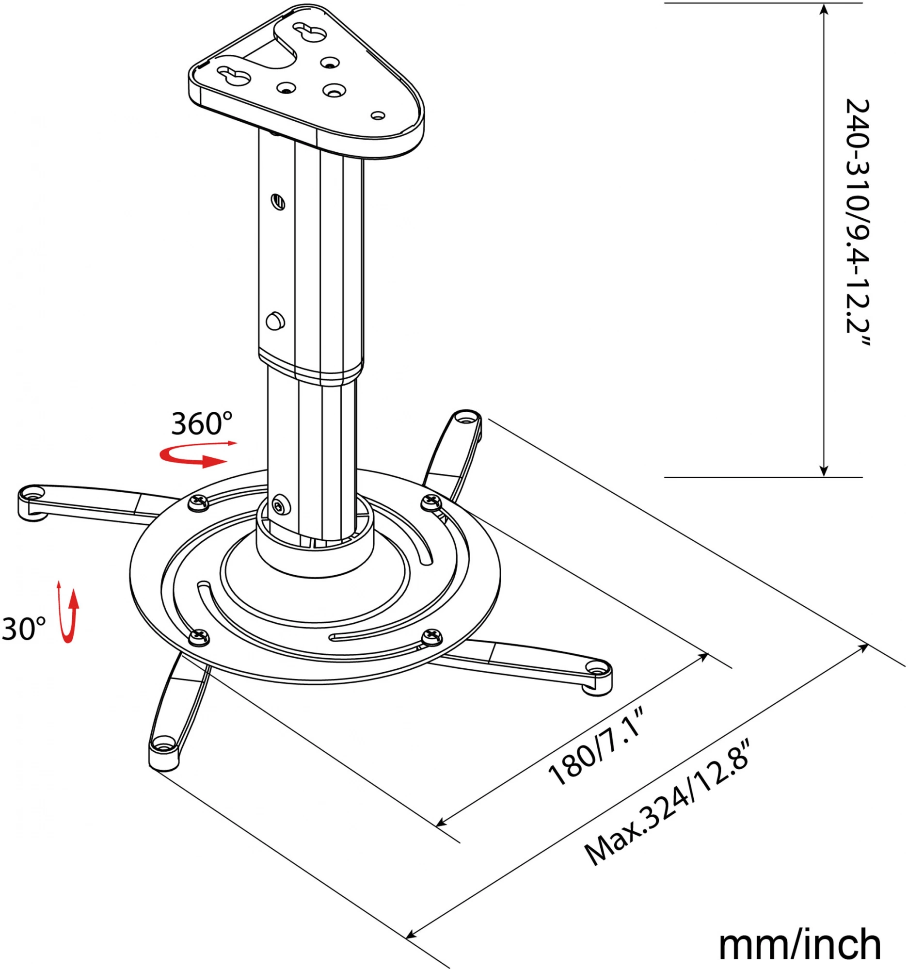 Cactus CS-VM-PR05M-BK черный Кронштейн для проектора макс.10кг настенный и потолочный поворот и наклон