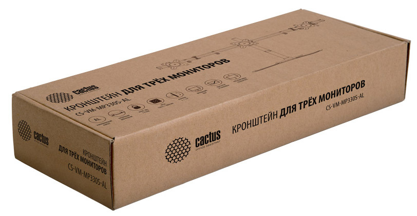 Cactus CS-VM-MP330S-AL серебристый Кронштейн для 3-х мониторов 15"-24" макс.8кг настольный наклон