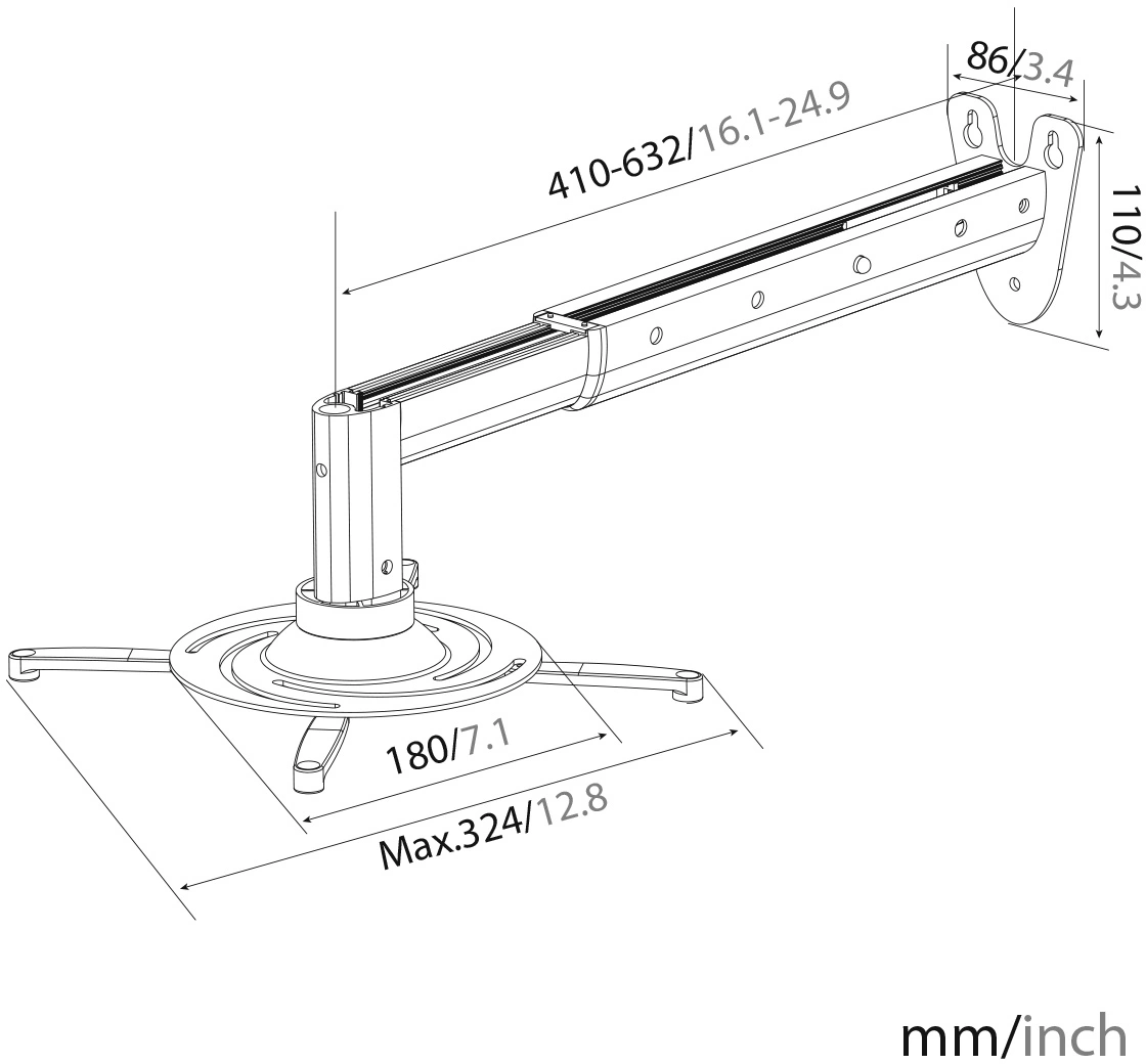 Cactus CS-VM-PR05BL-AL серебристый Кронштейн для проектора макс.10кг настенный и потолочный поворот
