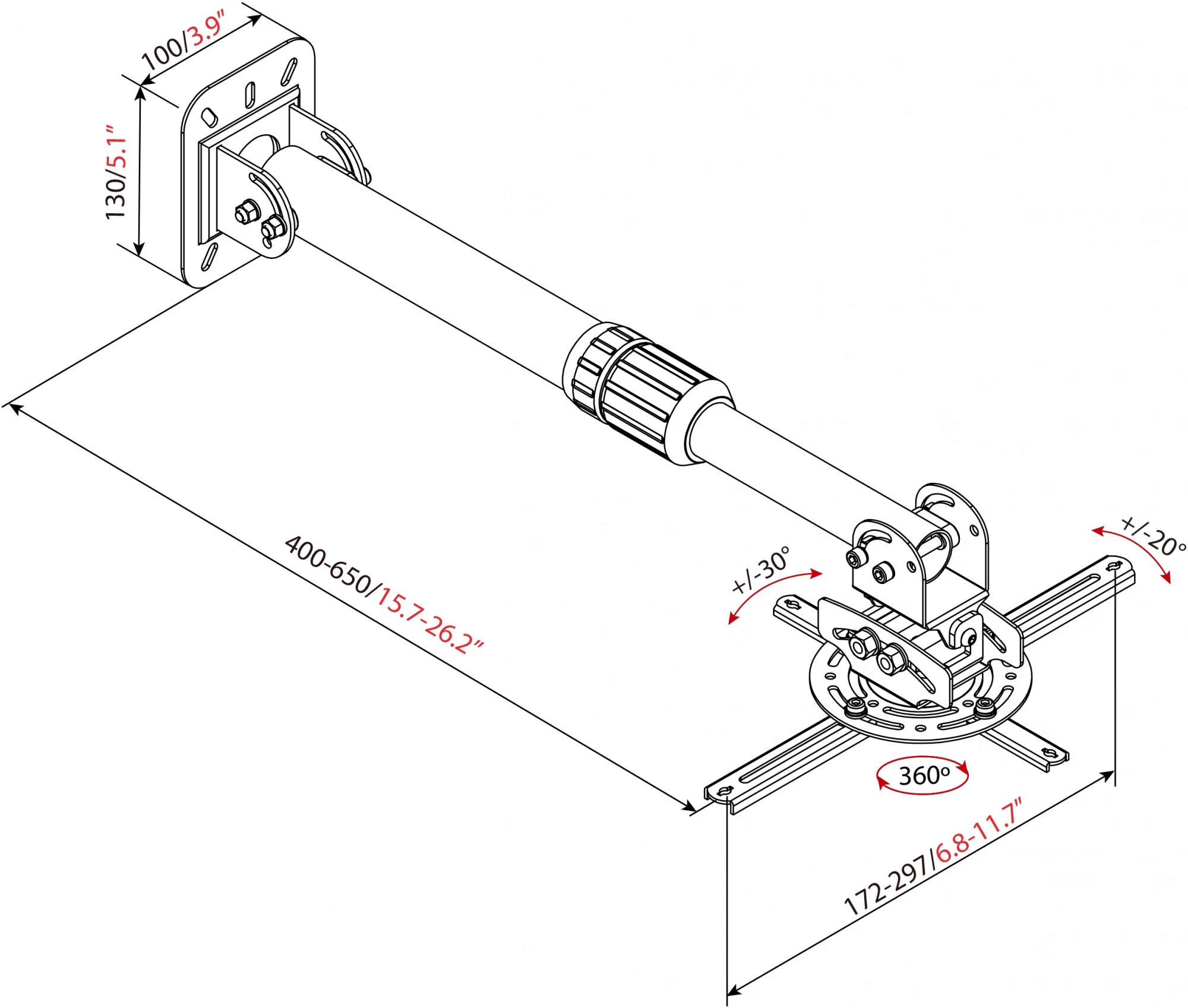 Cactus CS-VM-PR16L-BK черный Кронштейн для проектора макс.13.6кг настенный и потолочный поворот и наклон Cactus CS-VM-PR16L-BK черный Кронштейн для проектора макс.13.6кг настенный и потолочный поворот и наклон