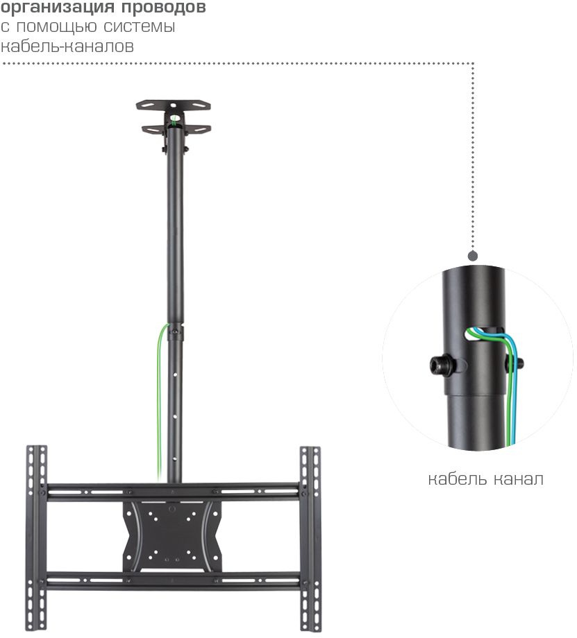 Kromax COBRA-4 черный 15"-75" макс.65кг потолочный поворот и наклон