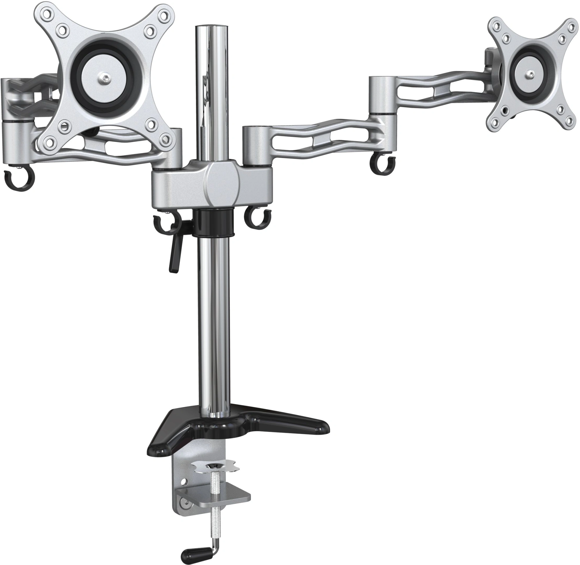 Cactus CS-VM-D08-AL серебристый  Кронштейн для 2-х мониторов 13"-27" макс.8кг настольный поворот и наклон