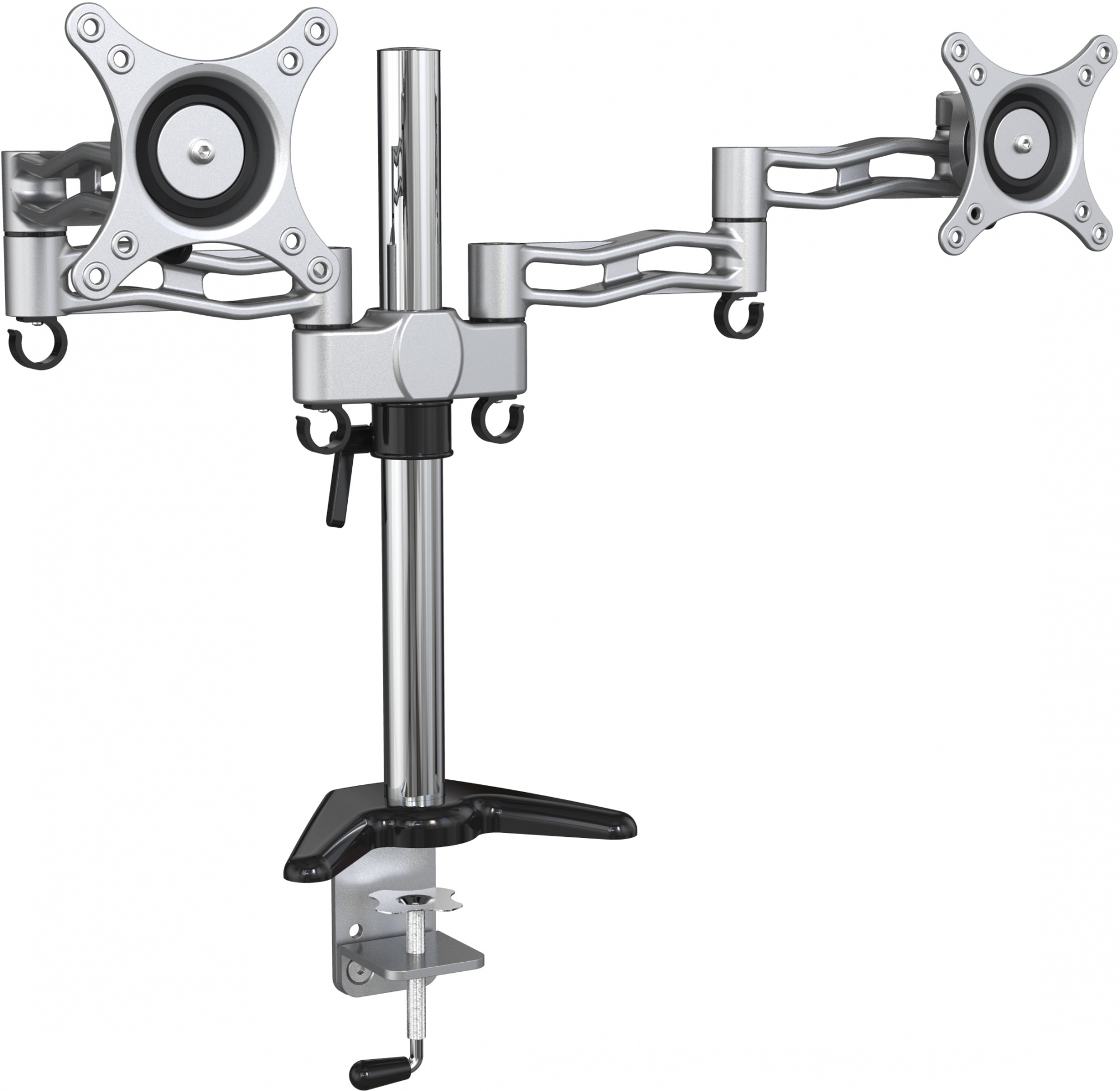 Cactus CS-VM-D08-AL серебристый  Кронштейн для 2-х мониторов 13"-27" макс.8кг настольный поворот и наклон