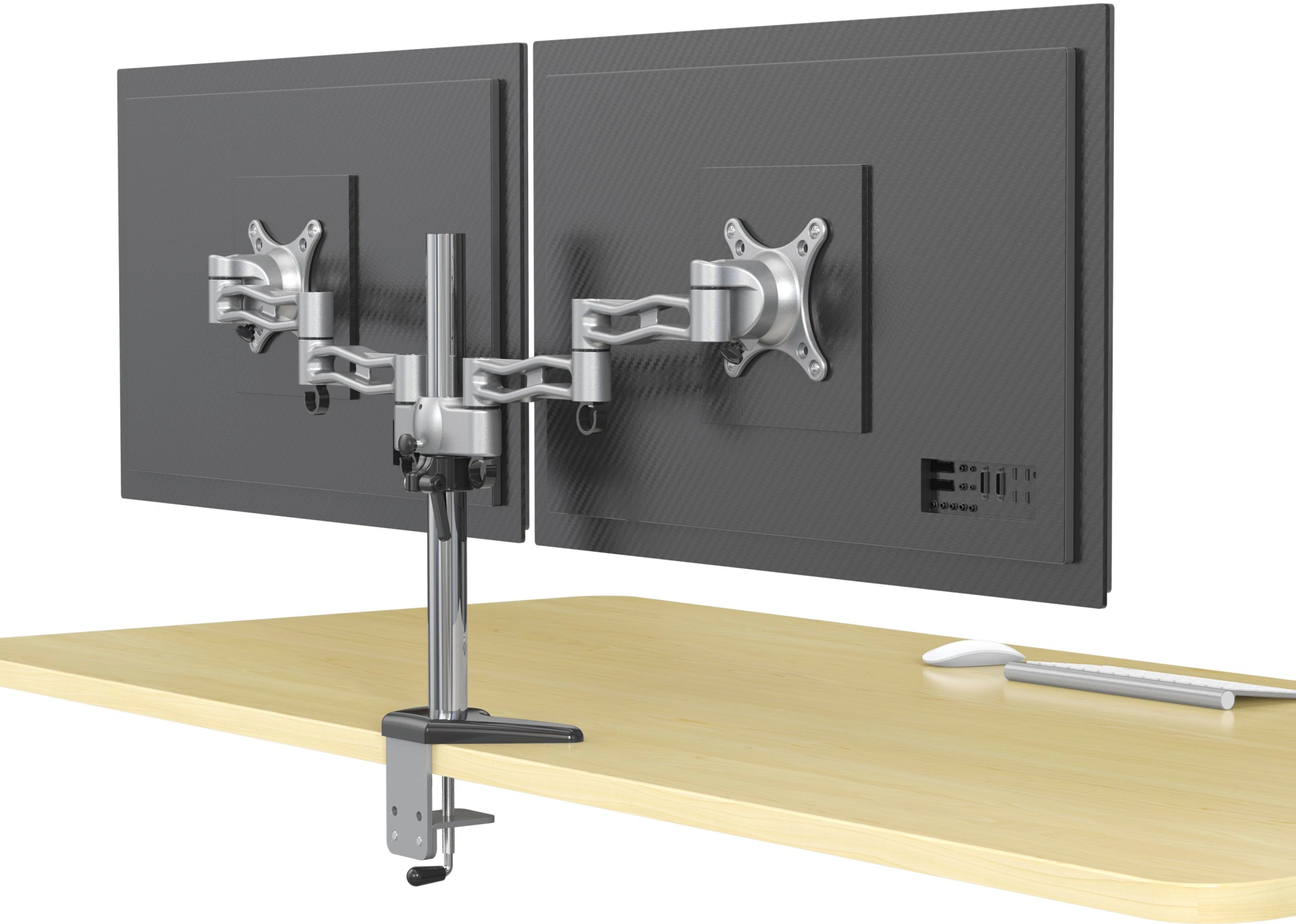 Cactus CS-VM-D08-AL серебристый  Кронштейн для 2-х мониторов 13"-27" макс.8кг настольный поворот и наклон