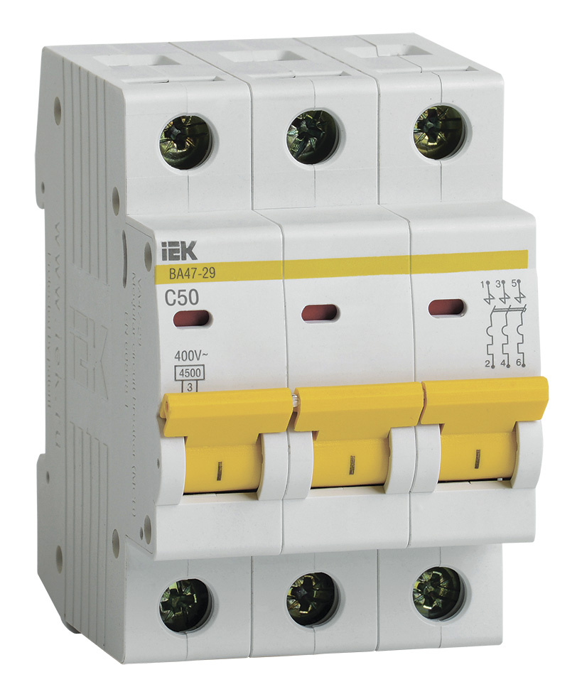 Iek MVA20-3-050-C Авт. выкл.ВА47-29 3Р 50А 4,5кА х-ка С ИЭК