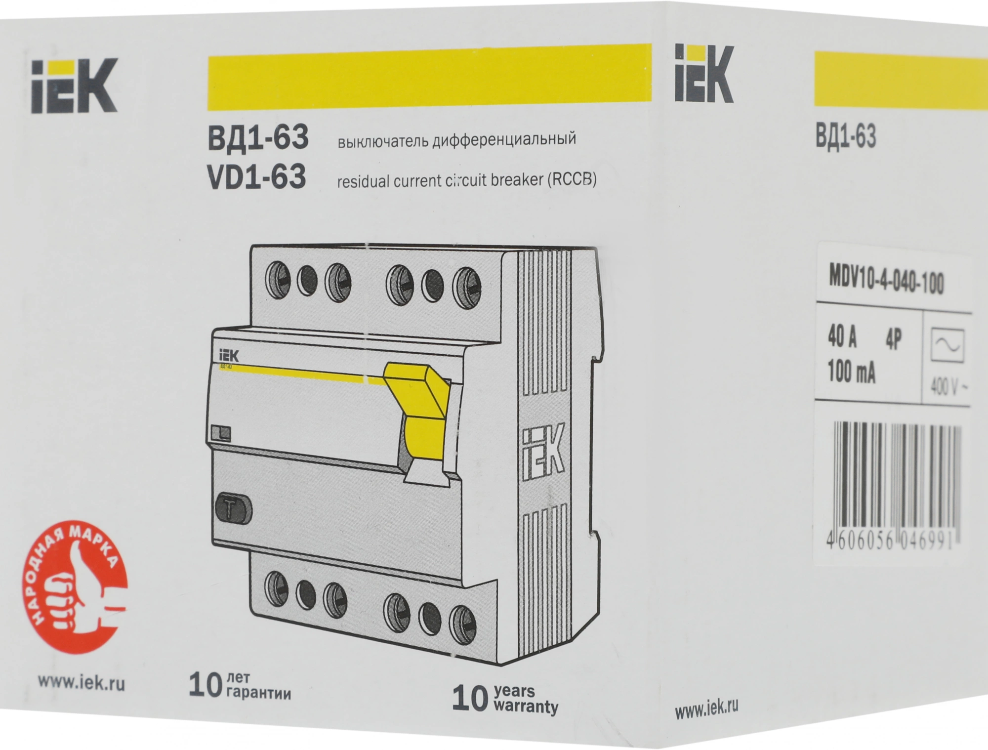 Iek MDV10-4-040-100 УЗО ВД1-63 4Р 40А 100мА ИЭК
