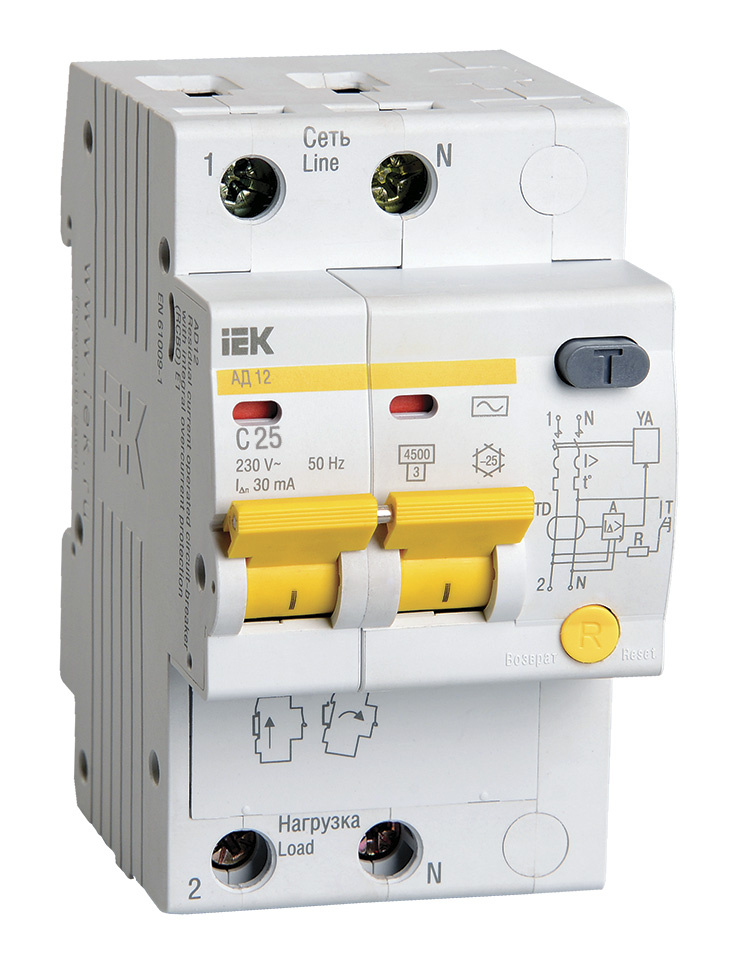 Iek MAD10-2-025-C-030 Диф.автомат АД12 2Р 25А  30мА ИЭК