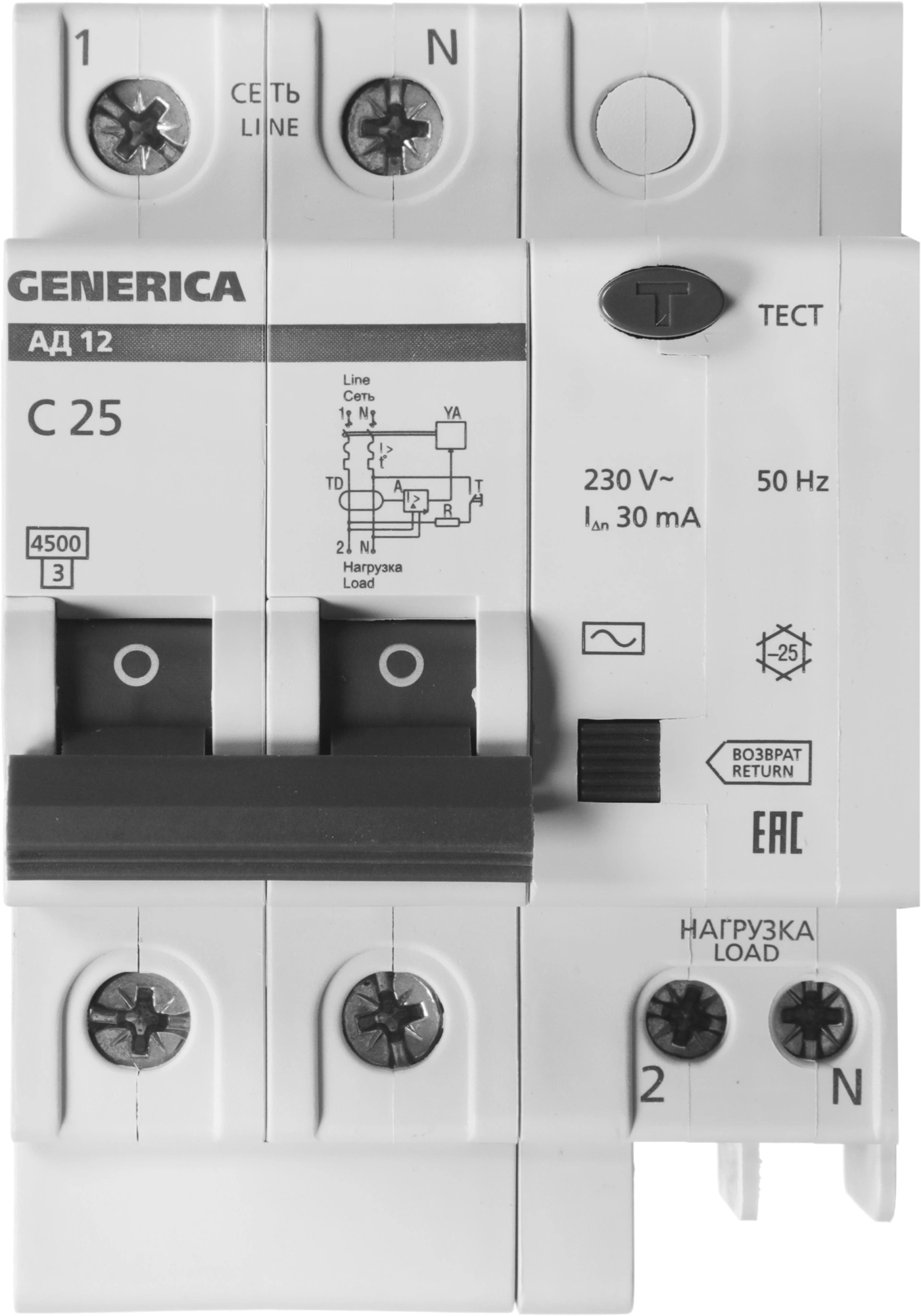 Iek MAD15-2-025-C-030 Диф.автомат АД12 2Р 25А 30мА GENERICA