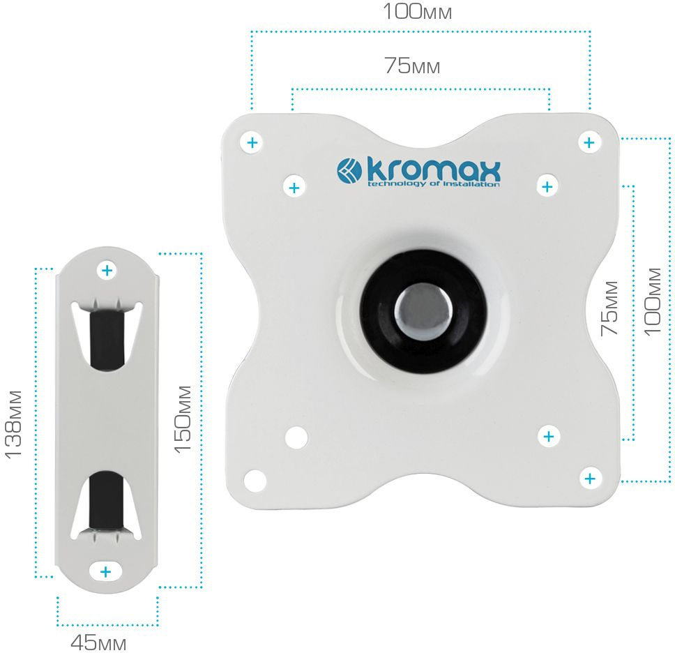 Kromax DIX-15 белый , Кр. стал. наст. для TV 15"-28", max 30 кг Kromax DIX-15 белый , Кр. стал. наст. для TV 15"-28", max 30 кг