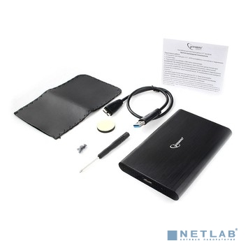 Gembird EE2-U3S-50 Внешний корпус 2.5" чёрный, USB 3.0, SATA, до 2 Тб, алюминий