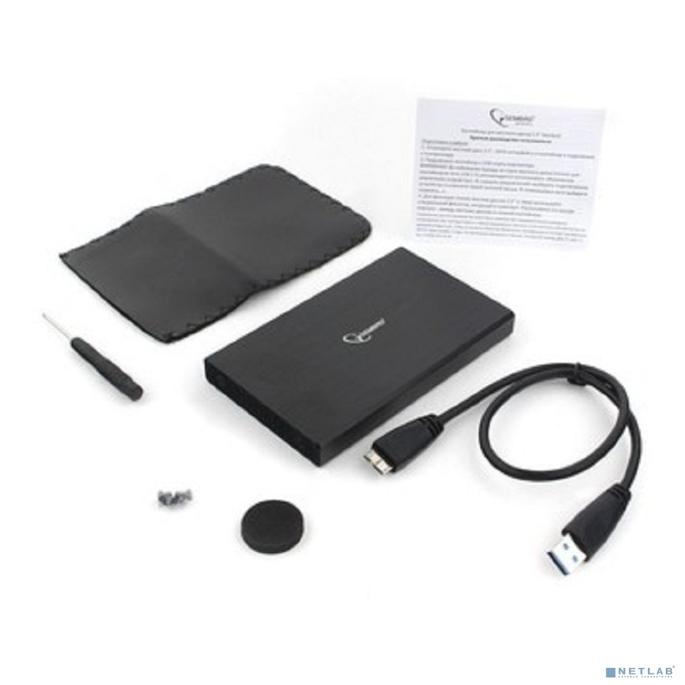 Gembird EE2-U3S-55 Внешний корпус 2.5" чёрный, USB 3.0, SATA, до 2 Тб, алюминий