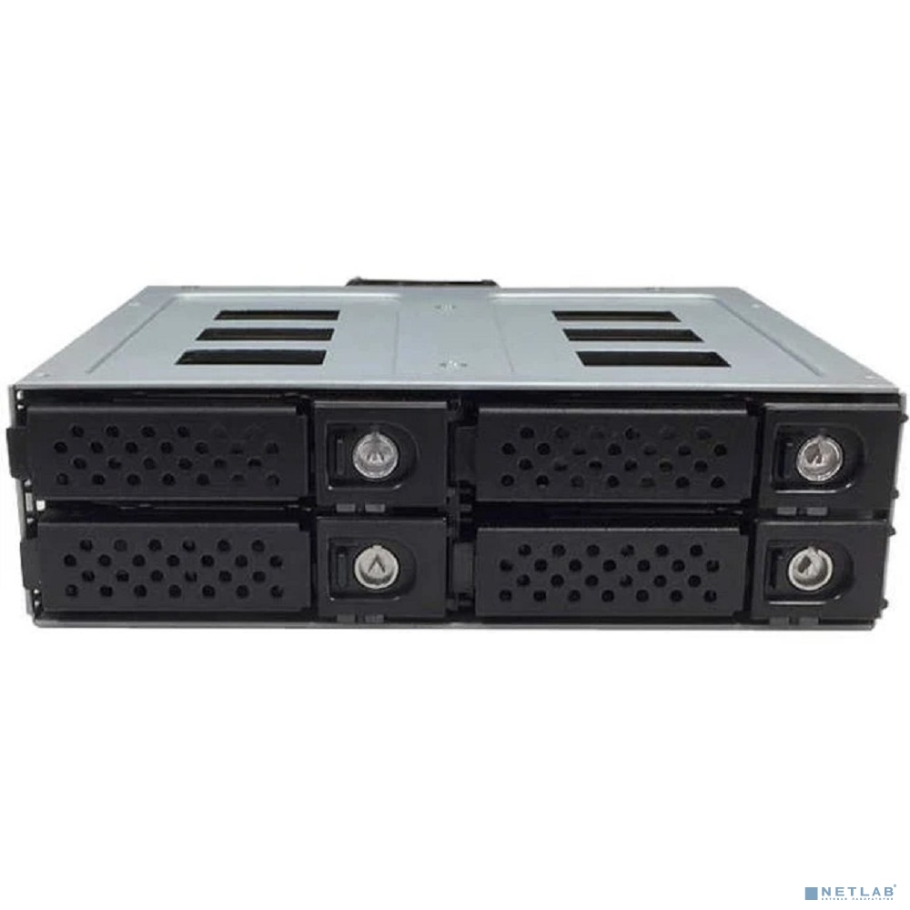 Procase G2-104-SATA3-BK {Hot-swap корзина 4 SATA3/SAS 12G,черный,с замком,hotswap mobie rack 2,5&quot; HDD(1x5,25),4*SATA,2xFAN 40x15mm}