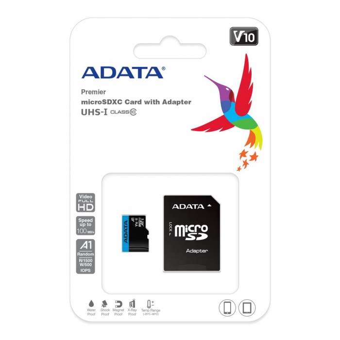 Micro SecureDigital 32Gb A-DATA AUSDH32GUICL10A1-RA1 {MicroSDHC Class 10 UHS-I, SD adapter}