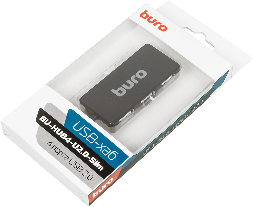 Buro BU-HUB4-U2.0-Slim Разветвитель USB 2.0 4порт. черный (389734) Buro BU-HUB4-U2.0-Slim Разветвитель USB 2.0 4порт. черный (389734)