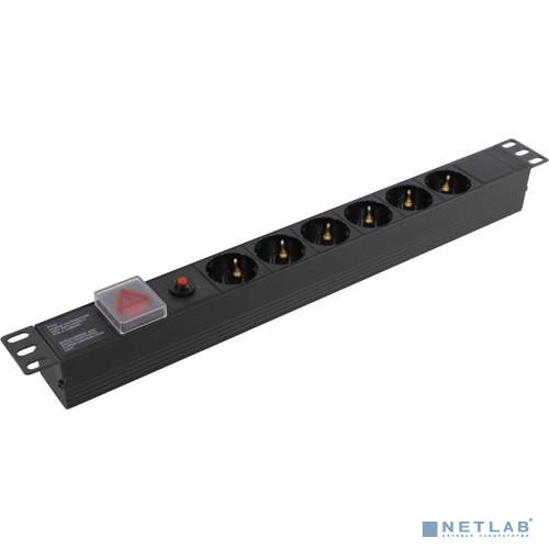 Exegate EX280830RUS Блок розеток ExeGate ServerPro PDU-19H605 Al-6S-C14-SW-O, 19&quot;,1U,алюм, 6Schuko, С14, защ перегр