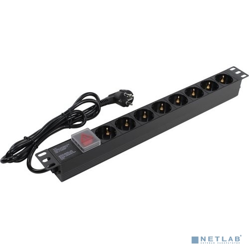 Exegate EX280841RUS Блок розеток ExeGate ServerPro PDU-19H802 Al-8S-EU1.8-SW, 19&quot;,1U,алюм, 8Schuko, евровилка, 1.8м