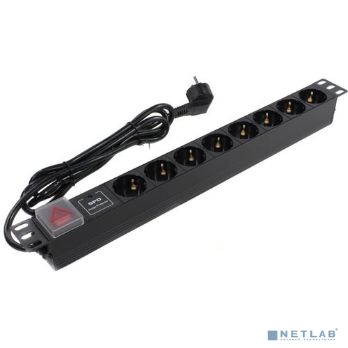 Exegate EX280846RUS Блок розеток ExeGate ServerPro PDU-19H807 Al-8S-EU2-SW-SPD1, 19&quot;,1U,алюм, 8Sch, евровилка, 2м, SPD1