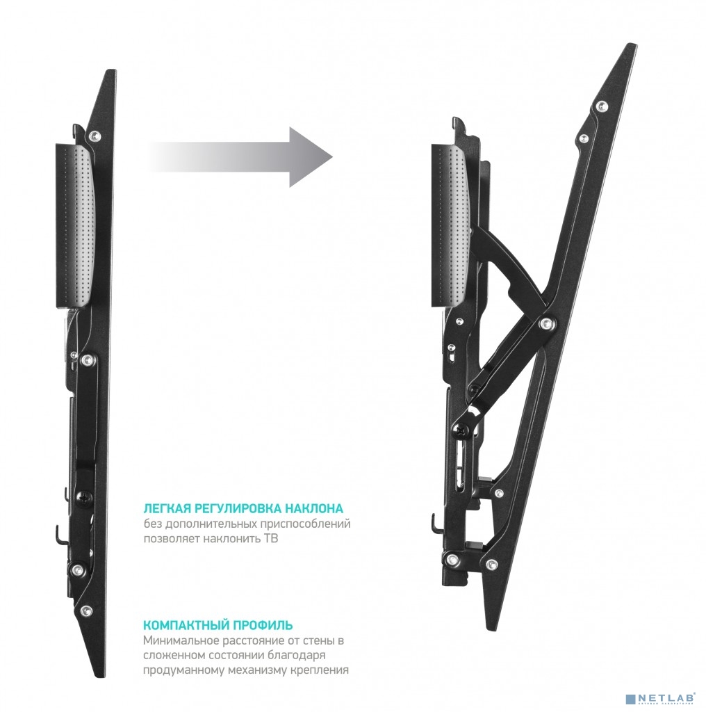ONKRON TM6 чёрный {43"-85" Максимальная нагрузка: 36,4 кг  VESA: 75x75, 100x100, 100x200, 200x100, 200x200, 200x300, 200x400, 300x100, 300x200, 300x300, 300x400,  400x200}