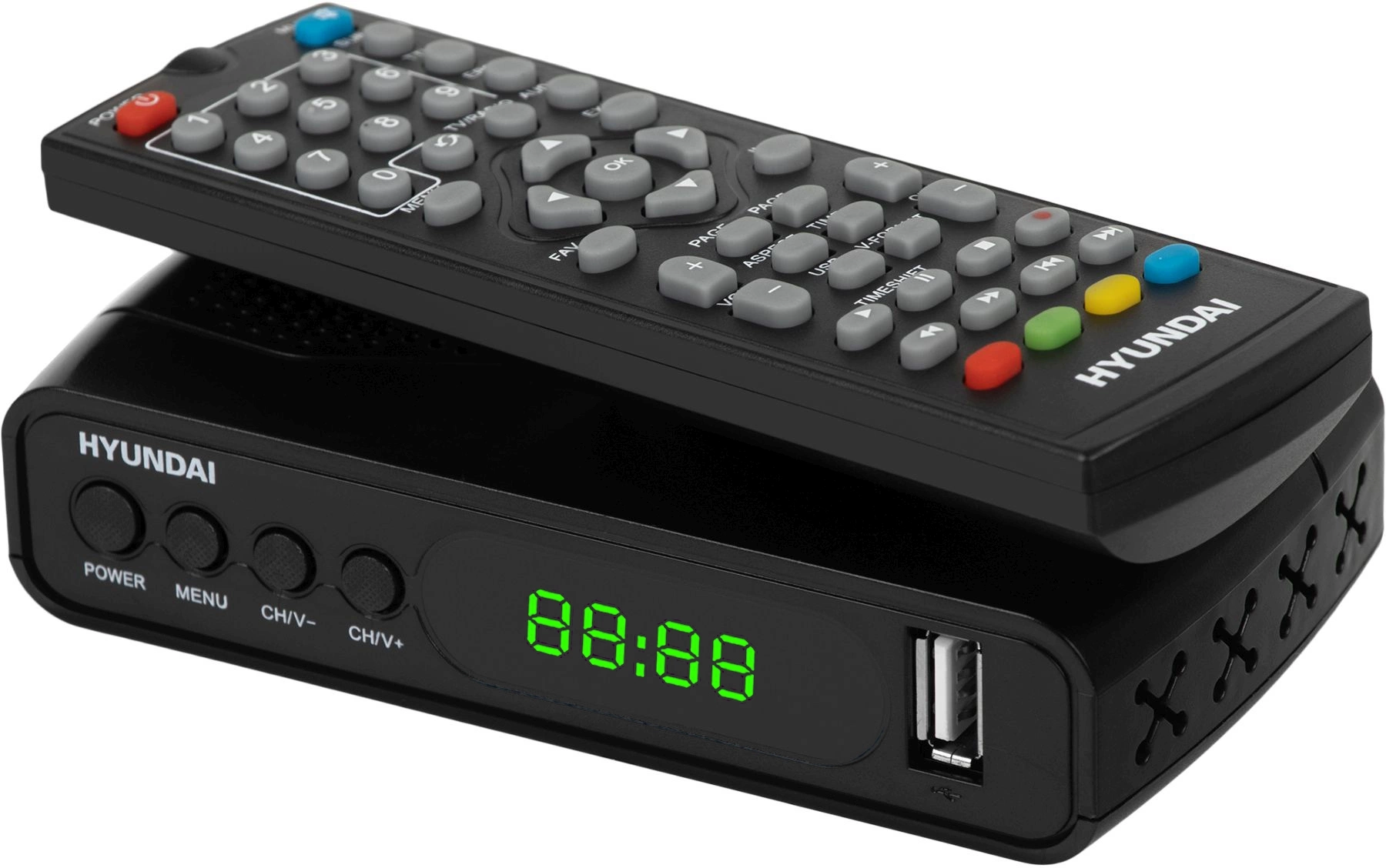 Ресивер DVB-T2 Hyundai H-DVB500 черный