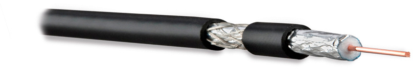 Hyperline COAX-RG6-100 кабель коаксиальный RG-6, 75 Ом (ТВ, SAT, CATV), жила - 18 AWG (1.02 mm, омедненная сталь), общий диаметр 6.9мм, PVC, черный (бухта 100 м)