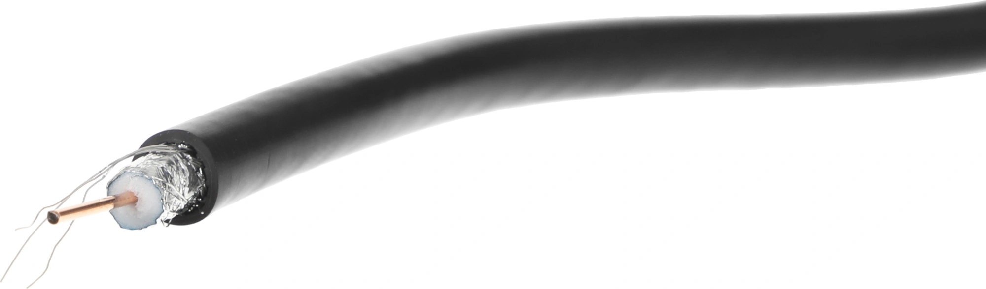 Hyperline COAX-RG6-100 кабель коаксиальный RG-6, 75 Ом (ТВ, SAT, CATV), жила - 18 AWG (1.02 mm, омедненная сталь), общий диаметр 6.9мм, PVC, черный (бухта 100 м)