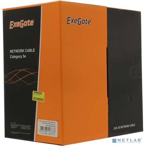 Exegate EX281817RUS Кабель Exegate  UTP4-C5e-CCA-S25-IN-PVC-GY-305 UTP 4 пары кат.5e CCA, 25AWG, бухта 305м, серый, PVC