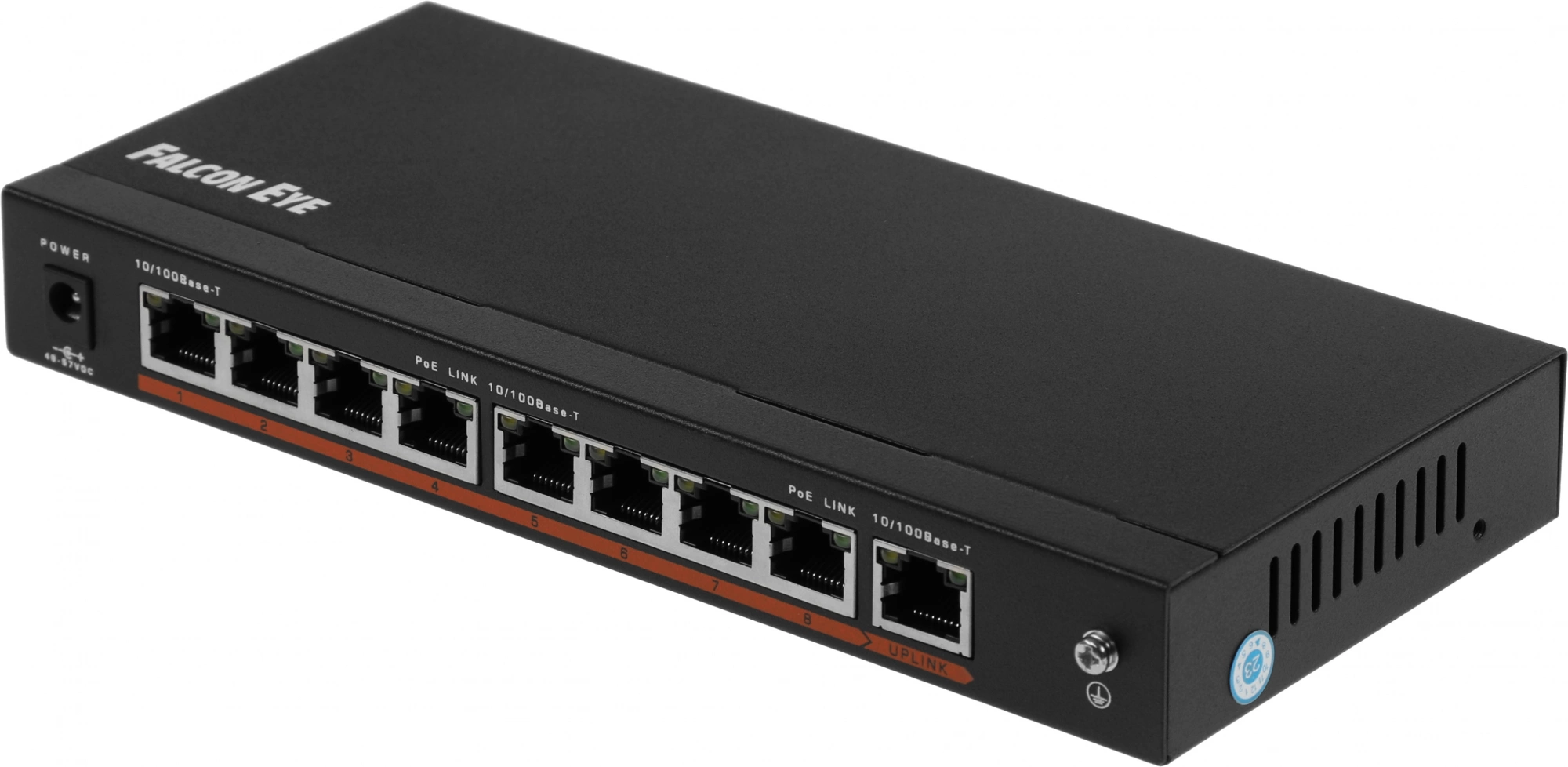 Falcon Eye FE-108E-POE Коммутатор 9 портов 10/100 Мбит/с (IEEE802.3u 100BaseTX) из них 8 c поддержкой PoE (IEEE802.3af) до 15,4Вт на порт (HI POE), Сумма Falcon Eye FE-108E-POE Коммутатор 9 портов 10/100 Мбит/с (IEEE802.3u 100BaseTX) из них 8 c поддержкой PoE (IEEE802.3af) до 15,4Вт на порт (HI POE), Сумма