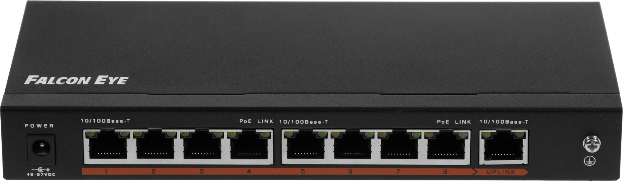 Falcon Eye FE-108E-POE Коммутатор 9 портов 10/100 Мбит/с (IEEE802.3u 100BaseTX) из них 8 c поддержкой PoE (IEEE802.3af) до 15,4Вт на порт (HI POE), Сумма Falcon Eye FE-108E-POE Коммутатор 9 портов 10/100 Мбит/с (IEEE802.3u 100BaseTX) из них 8 c поддержкой PoE (IEEE802.3af) до 15,4Вт на порт (HI POE), Сумма