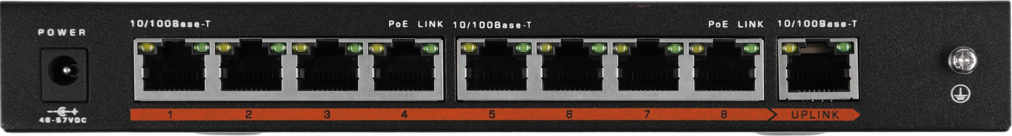 Falcon Eye FE-108E-POE Коммутатор 9 портов 10/100 Мбит/с (IEEE802.3u 100BaseTX) из них 8 c поддержкой PoE (IEEE802.3af) до 15,4Вт на порт (HI POE), Сумма Falcon Eye FE-108E-POE Коммутатор 9 портов 10/100 Мбит/с (IEEE802.3u 100BaseTX) из них 8 c поддержкой PoE (IEEE802.3af) до 15,4Вт на порт (HI POE), Сумма