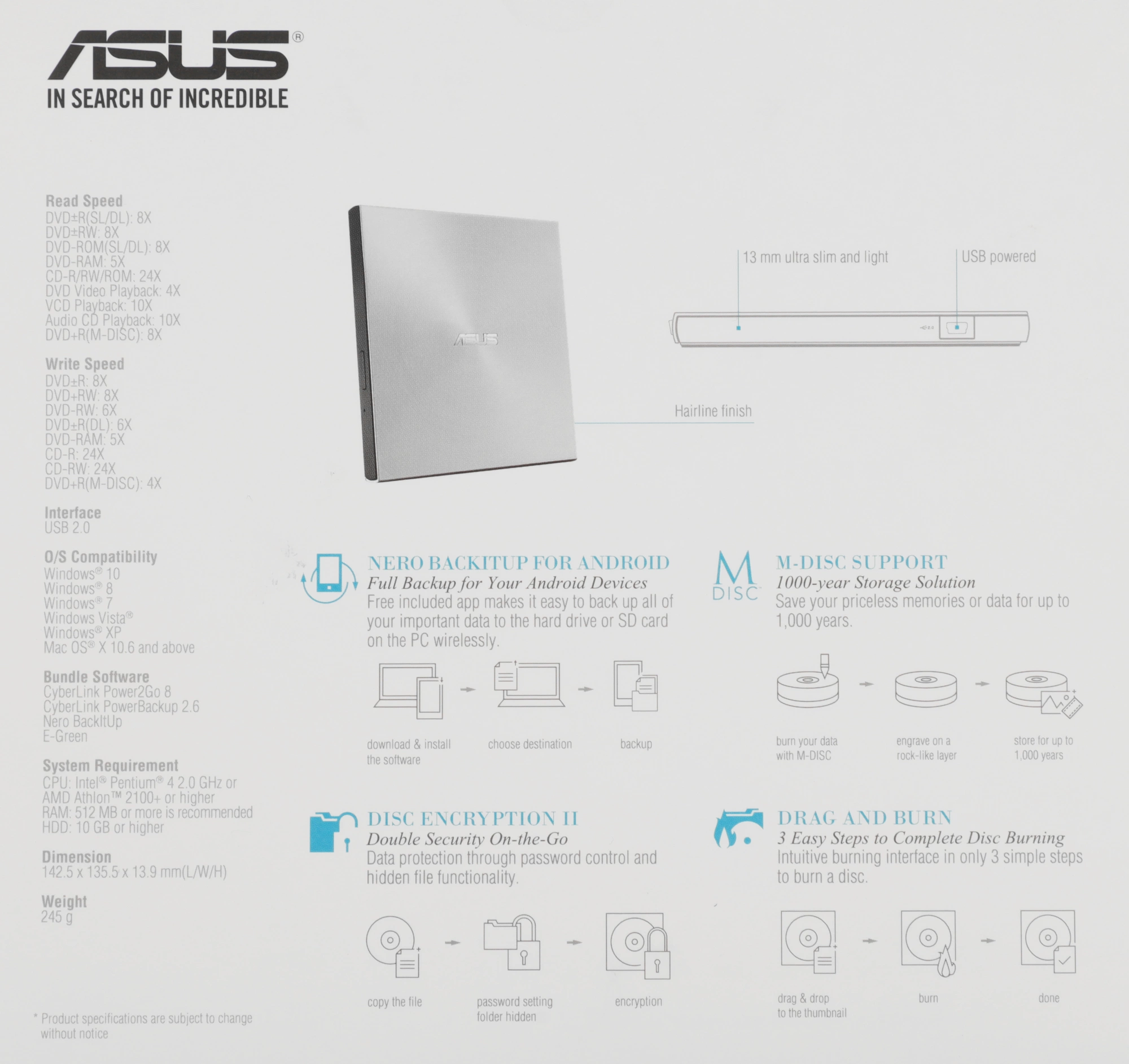 ASUS SDRW-08U7M-U/SIL/G/AS